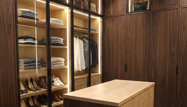 Dressing design sur-mesure avec portes vitrées à Ferrette proche de Oltingue
